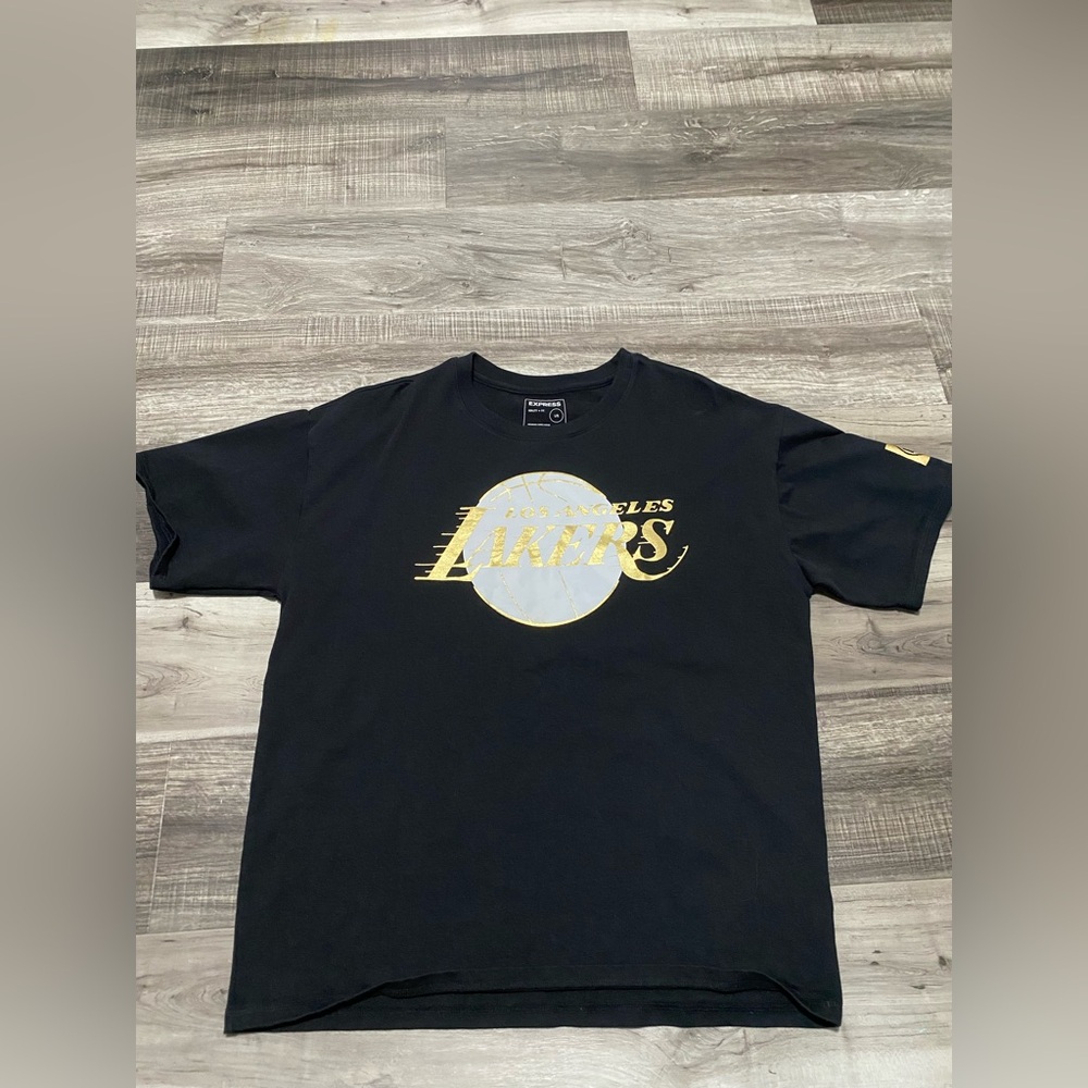 Express LA Lakers  Black and Gold Mens  Tee size Large 100% cotton - Picture 2 of 11